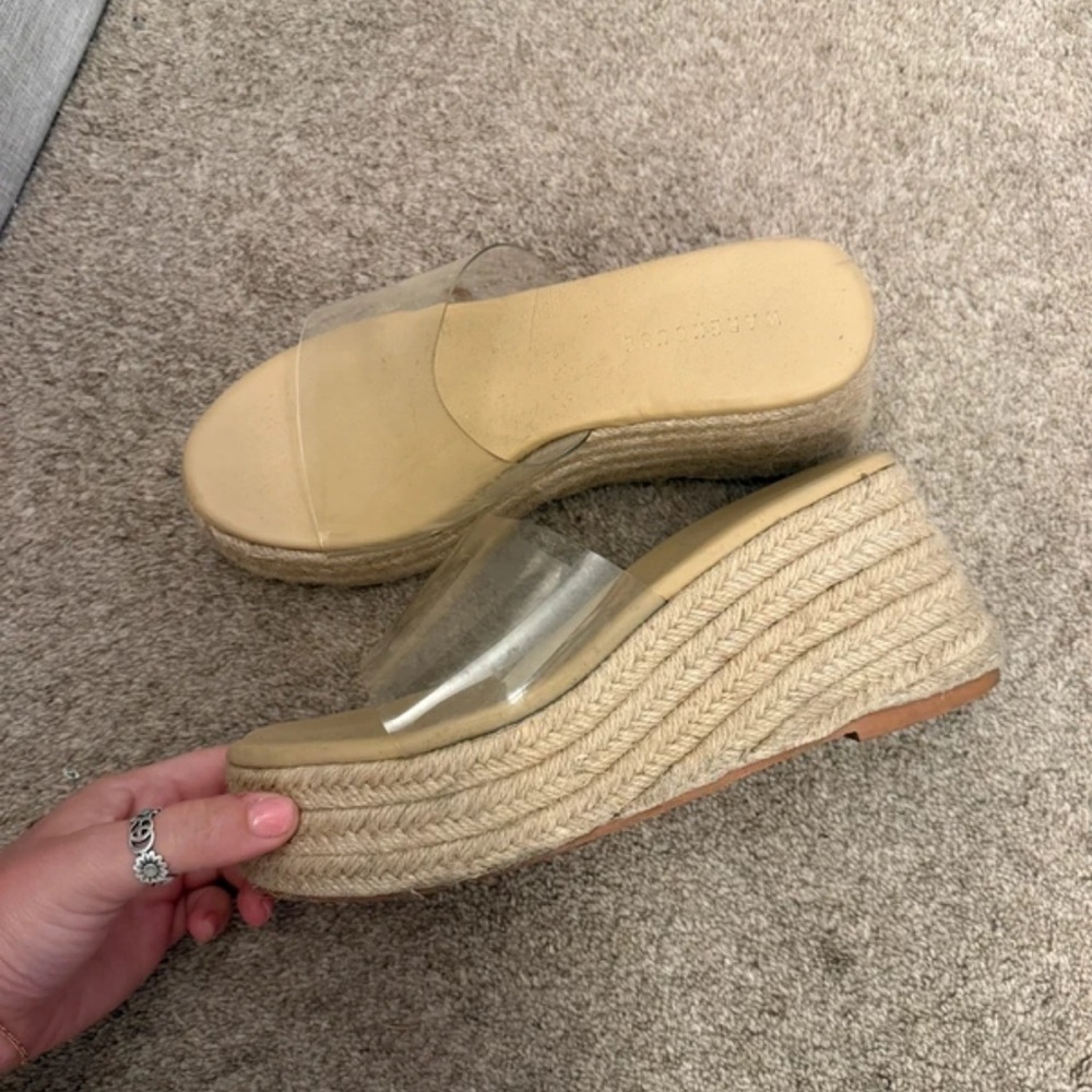 Beige Clear Strap Espadrille Wedges